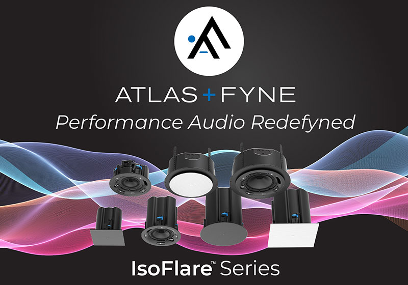 Atlas Plus Fyne Isoflare Speaker Series in black and colorful background