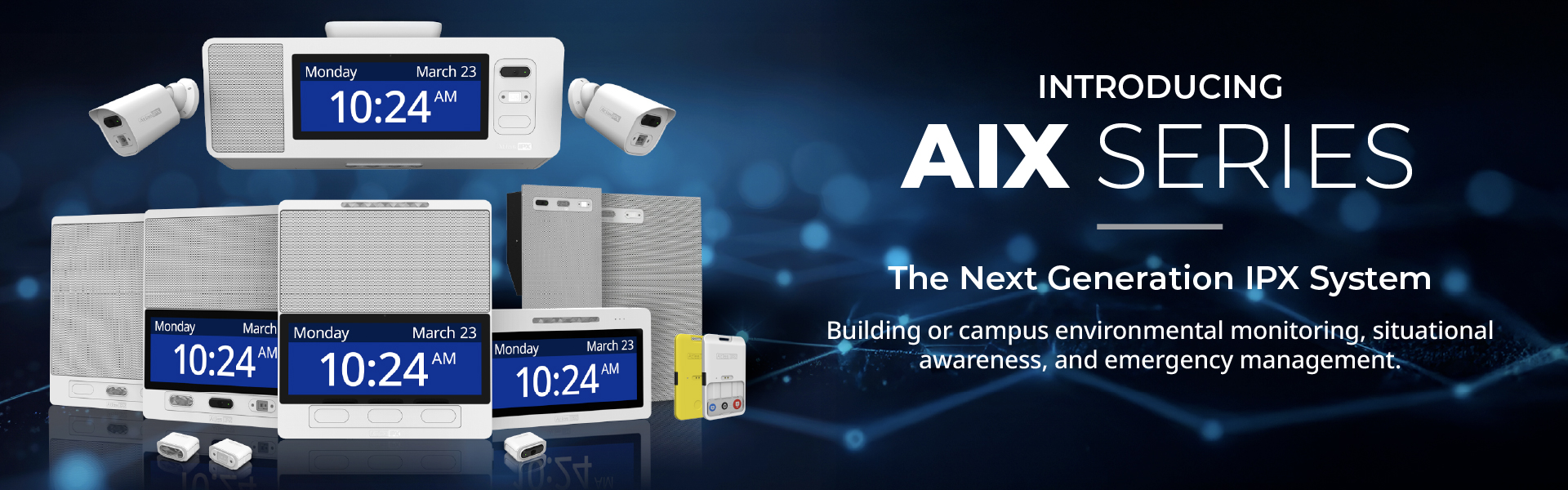 IPX speakers & visual displays for mass communication showing its speech intelligibility, ADA-compliant features & more